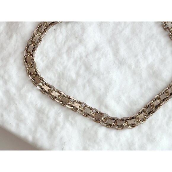 Sterling Silver flat chainlink Lobster Claw 925 Vintage Minimalist Bracelet - 7" - Picture 6 of 14